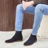 Homme Paire et Fils Bottines-Bottine western en daim bleu marine