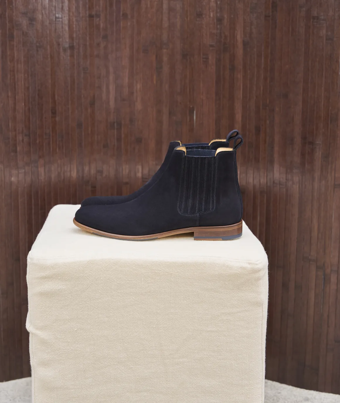Homme Paire et Fils Bottines-Bottine western en daim bleu marine