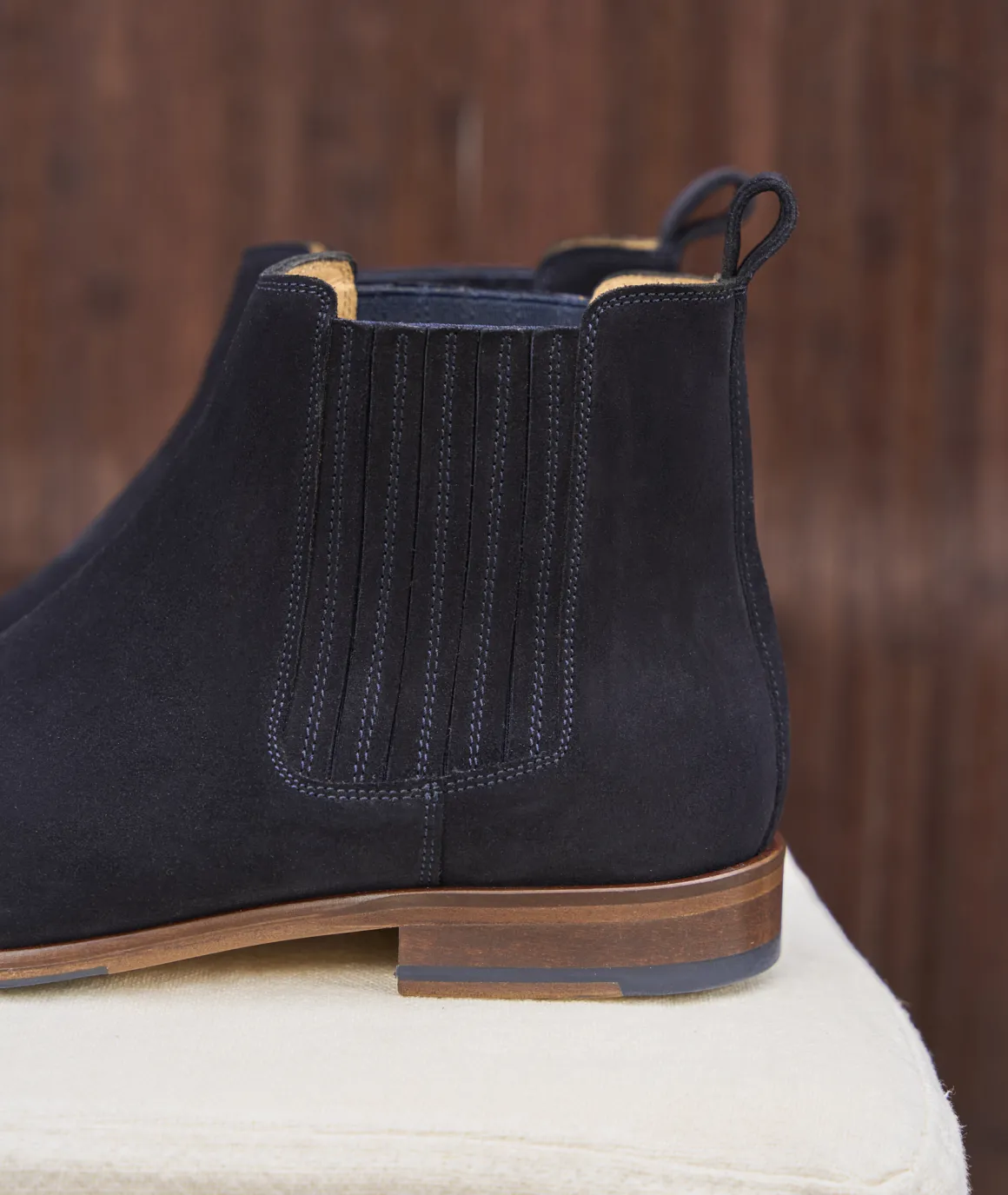 Homme Paire et Fils Bottines-Bottine western en daim bleu marine