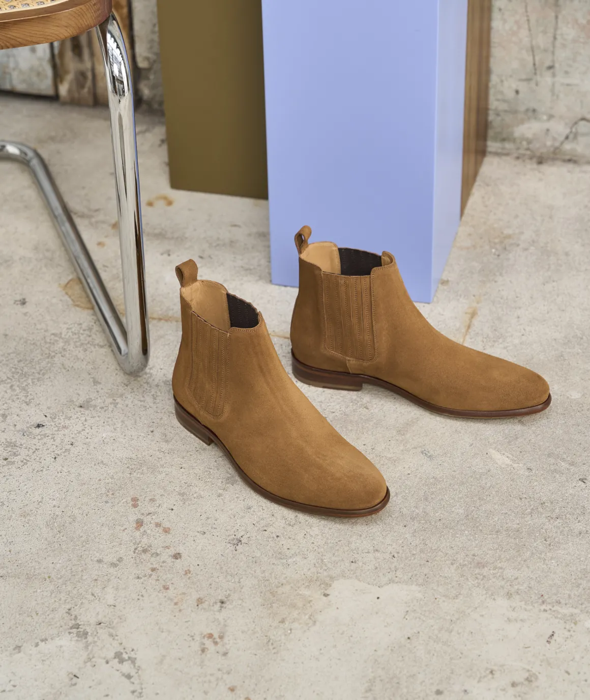 Homme Paire et Fils Bottines-Bottine western en daim