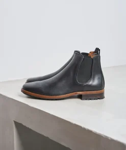 Homme Paire et Fils Bottines-Bottines chelsea à crampons en cuir noir