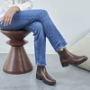 Femme Paire et Fils Boots-BOTTINES CHELSEA COMMANDO EN CUIR MARRON PATINÉ
