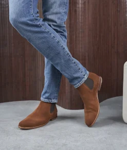 Homme Paire et Fils Bottines-Bottines chelsea en daim marron