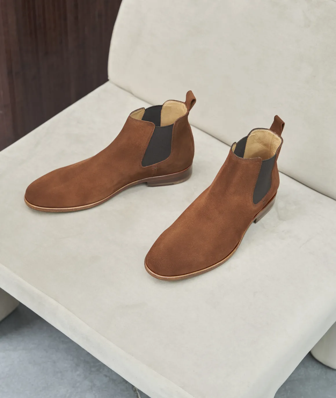 Homme Paire et Fils Bottines-Bottines chelsea en daim marron