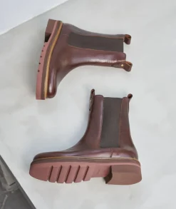 Femme Paire et Fils Boots-BOTTINES CHELSEA FEMME CUIR MARRON