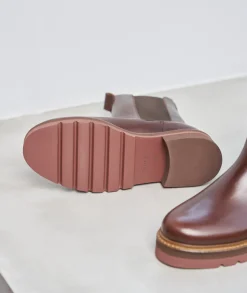 Femme Paire et Fils Boots-BOTTINES CHELSEA FEMME CUIR MARRON