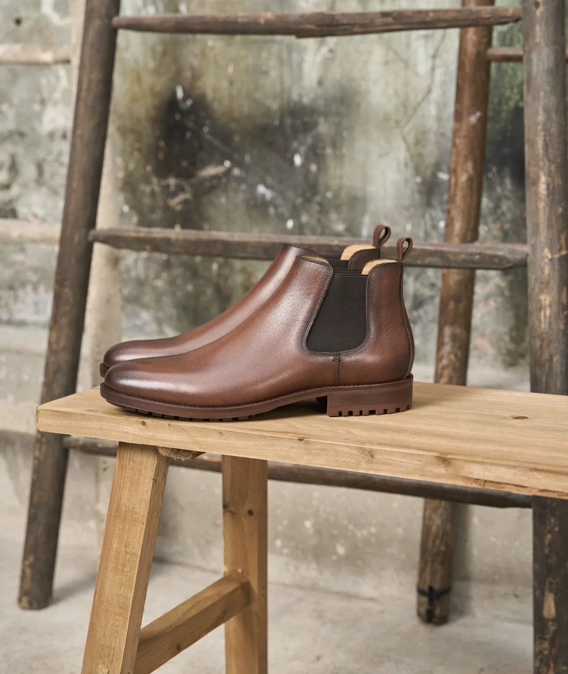 Homme Paire et Fils Bottines-Bottines chelsea homme en cuir marron grainé