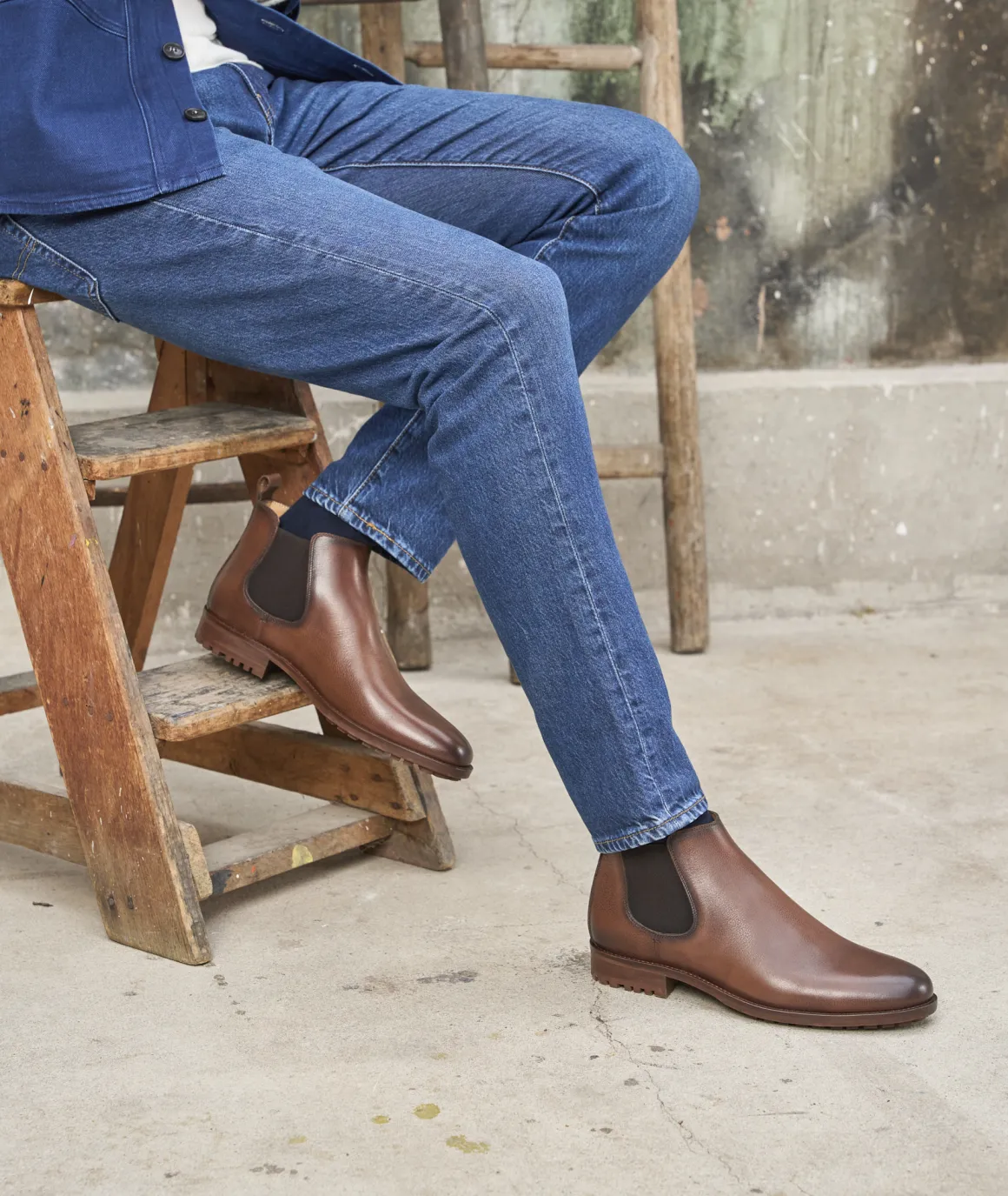 Homme Paire et Fils Bottines-Bottines chelsea homme en cuir marron grainé