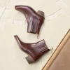 Femme Paire et Fils Boots-Bottines western en cuir marron patiné
