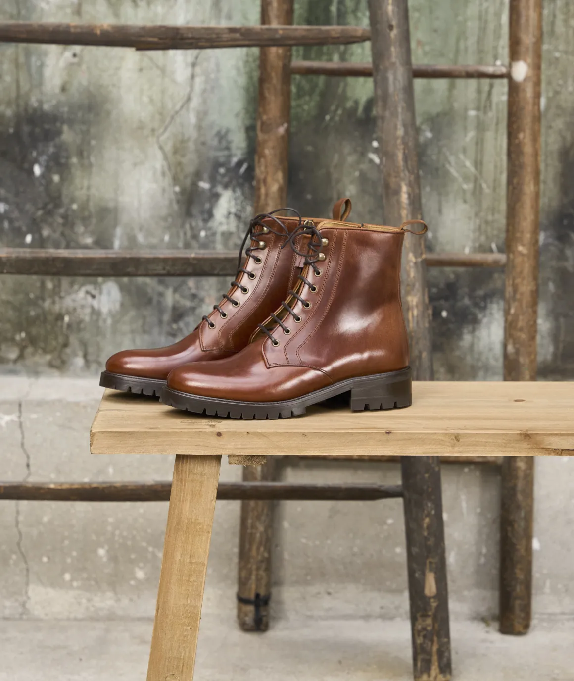 Femme Paire et Fils Boots-combat boots cuir