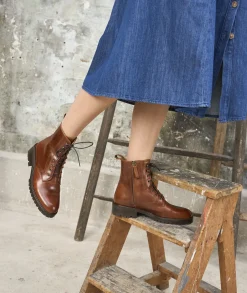 Femme Paire et Fils Boots-combat boots cuir