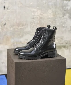 Femme Paire et Fils Boots-Combat boots en cuir noir