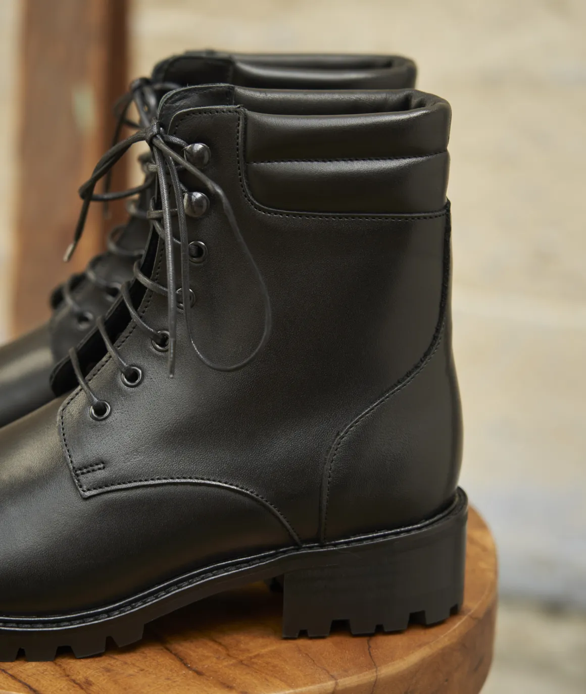Femme Paire et Fils Boots-Combat boots en cuir