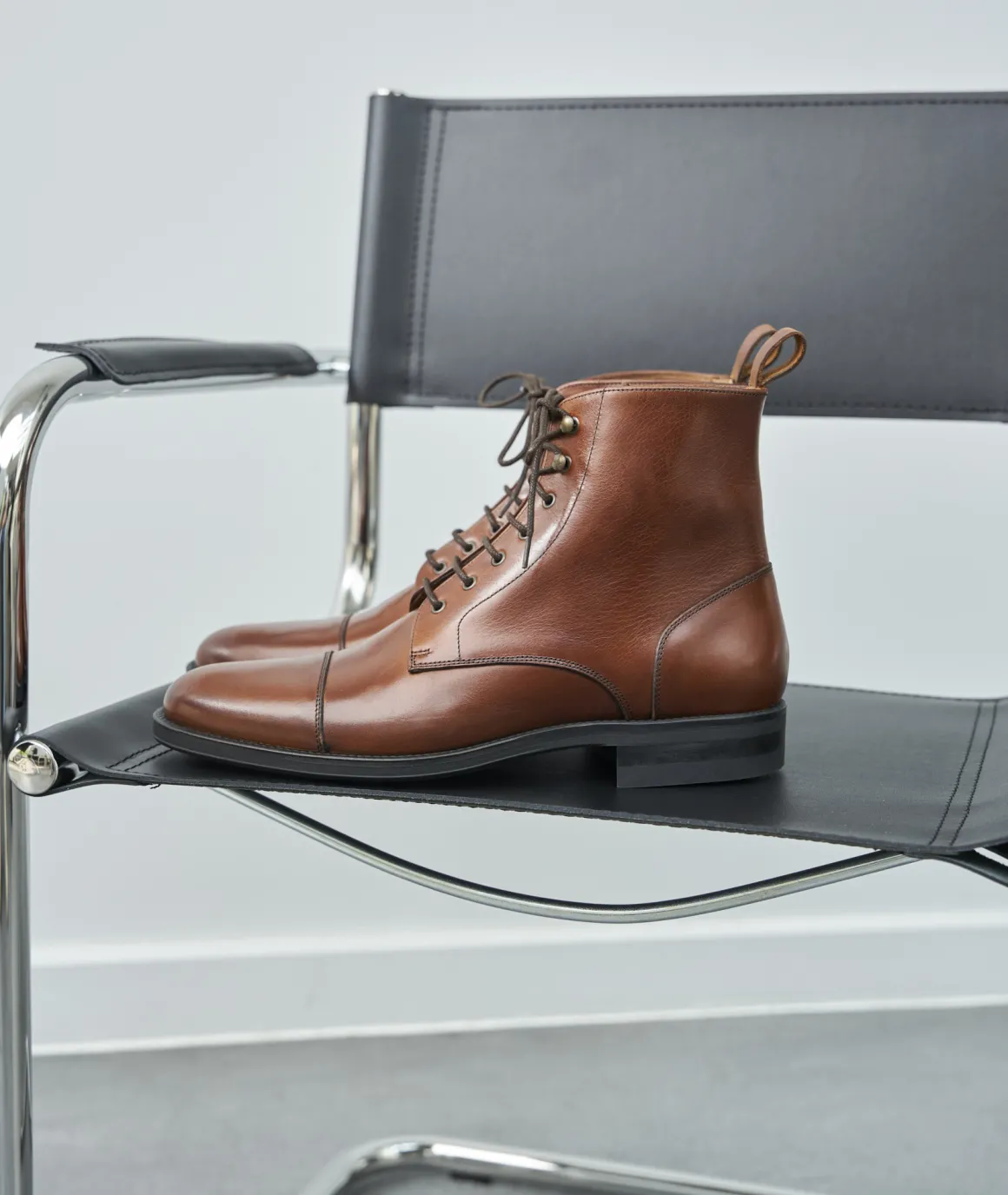 Homme Paire et Fils Combat Boots Homme-COMBAT BOOTS EN CUIR patiné bourbon
