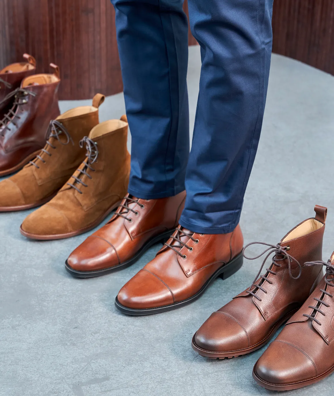 Homme Paire et Fils Combat Boots Homme-COMBAT BOOTS EN CUIR patiné bourbon