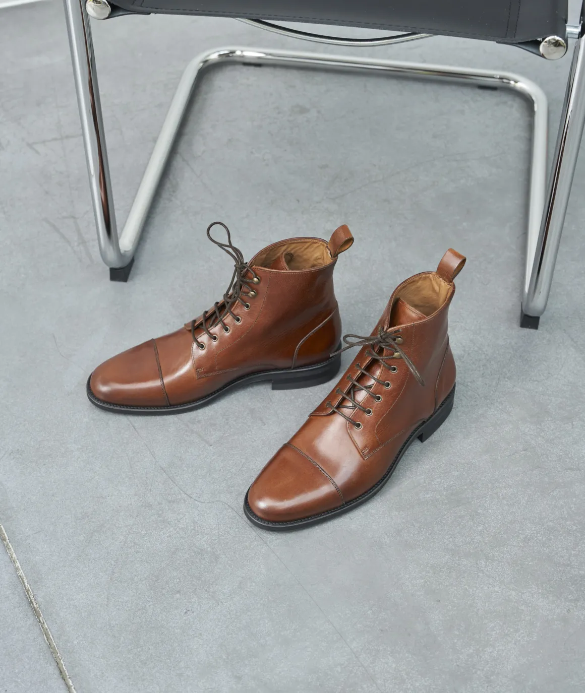 Homme Paire et Fils Combat Boots Homme-COMBAT BOOTS EN CUIR patiné bourbon