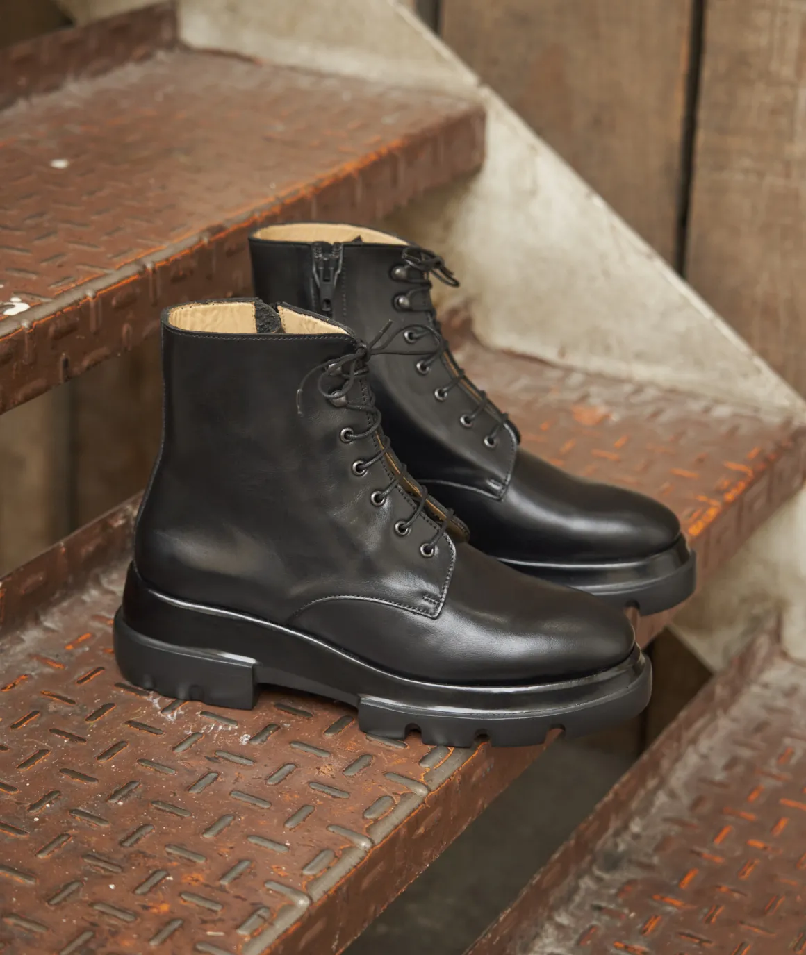 Femme Paire et Fils Boots-Combat boots femme en cuir