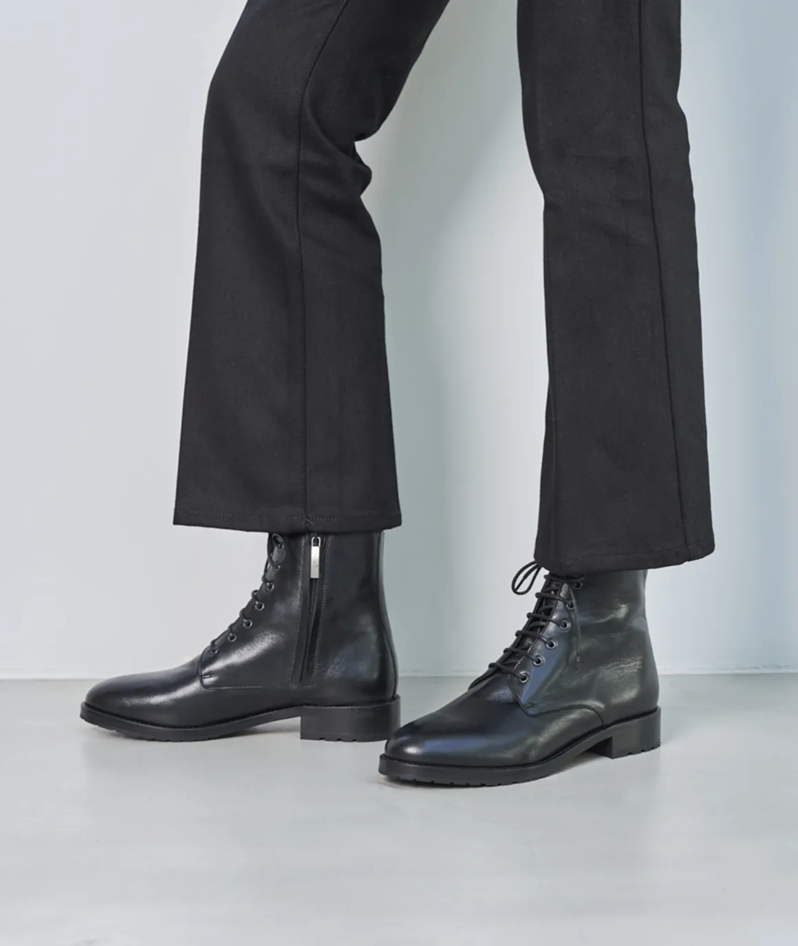 Femme Paire et Fils Boots-Combat boots femme en cuir noir