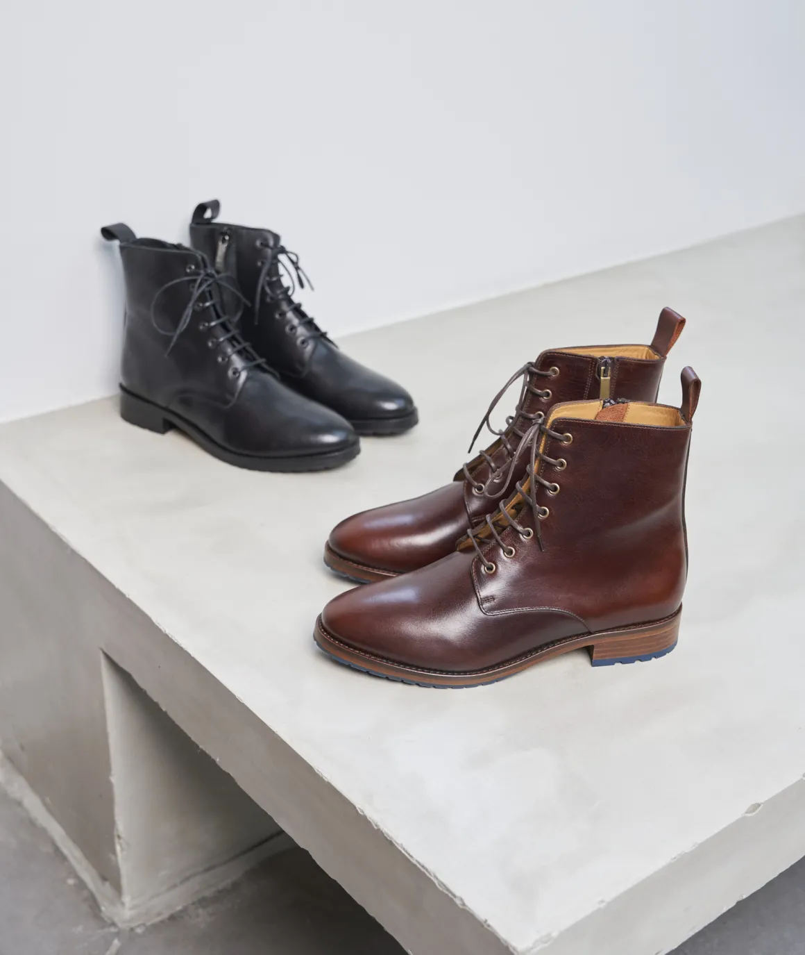 Femme Paire et Fils Boots-Combat boots femme en cuir noir