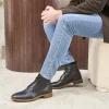 Homme Paire et Fils Combat Boots Homme-Combat boots homme en cuir grainé texturé
