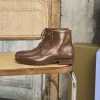 Homme Paire et Fils Combat Boots Homme-Combat boots homme en cuir cognac