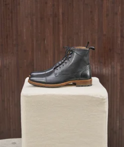 Homme Paire et Fils Combat Boots Homme-Combat boots homme en cuir grainé texturé