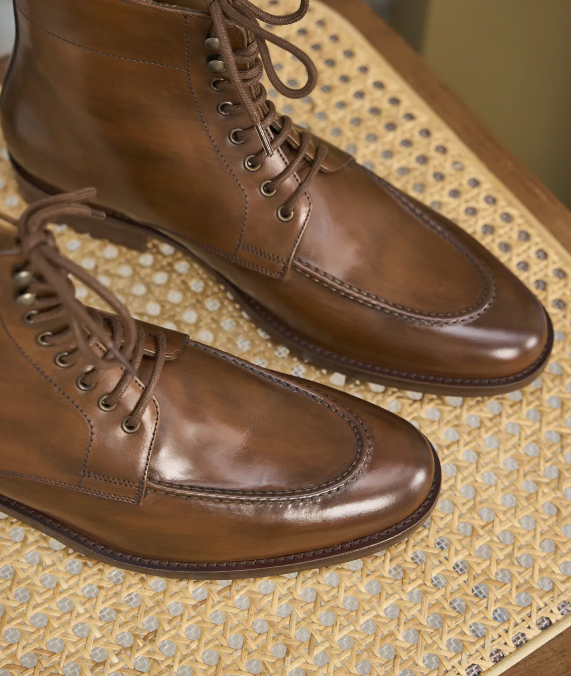 Homme Paire et Fils Combat Boots Homme-Combat boots homme en cuir cognac