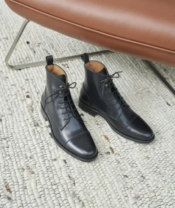 Homme Paire et Fils Combat Boots Homme-Combat boots homme en cuir noir