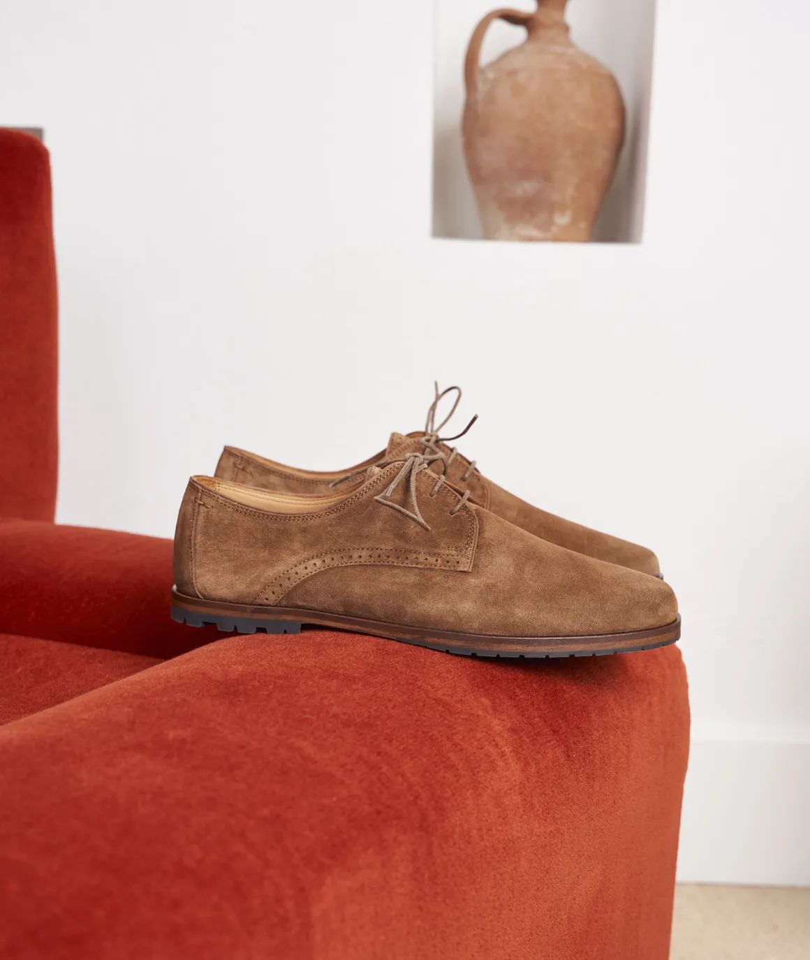 Homme Paire et Fils Derbies Et Richelieu-Derbies à crampons en daim marron coco