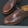 Homme Paire et Fils Derbies Et Richelieu-DERBIES HOMME EN CUIR PATINÉ MARRON