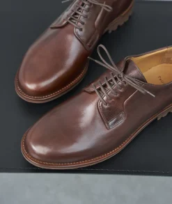 Homme Paire et Fils Derbies Et Richelieu-DERBIES HOMME EN CUIR PATINÉ MARRON