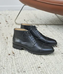 Homme Paire et Fils Desert Boots-Desert boots en cuir noir