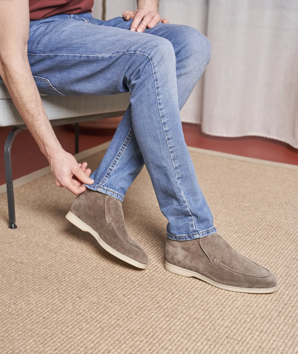 Homme Paire et Fils Desert Boots-Desert boots en daim gris ardoise