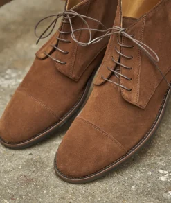 Homme Paire et Fils Desert Boots-Desert boots en daim marron