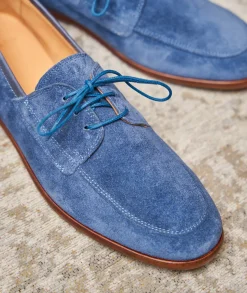 Homme Paire et Fils Mocassins-Mocassin bateau en daim bleu roi