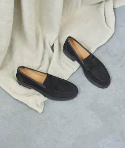 Femme Paire et Fils Mocassins Et Derbies-MOCASSIN CRANTÉ FEMME EN DAIM NOIR