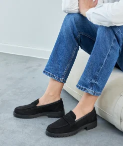 Femme Paire et Fils Mocassins Et Derbies-MOCASSIN CRANTÉ FEMME EN DAIM NOIR