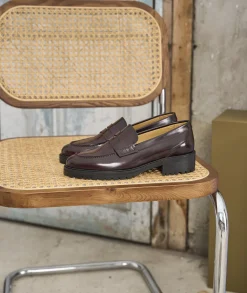 Femme Paire et Fils Mocassins Et Derbies-Mocassin en cuir cerise vernis