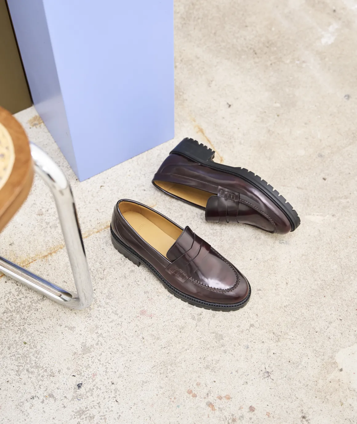 Femme Paire et Fils Mocassins Et Derbies-Mocassin en cuir cerise vernis