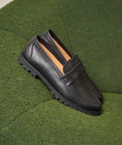 Homme Paire et Fils Mocassins-Mocassin en cuir noir