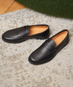 Homme Paire et Fils Mocassins-Mocassin en cuir noir