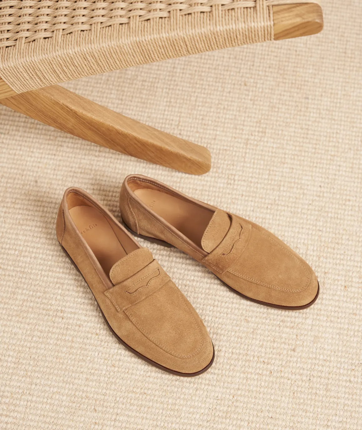 Homme Paire et Fils Mocassins-Mocassin en daim beige