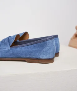 Homme Paire et Fils Mocassins-Mocassin en daim bleu azur