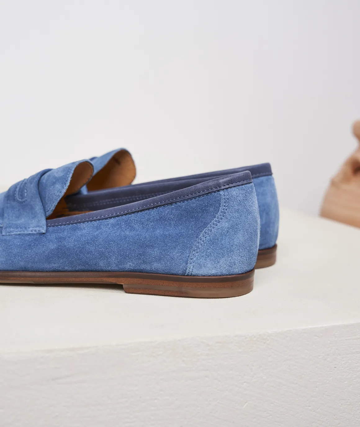 Homme Paire et Fils Mocassins-Mocassin en daim bleu azur