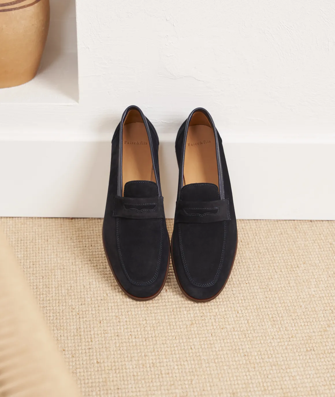 Homme Paire et Fils Mocassins-Mocassin en daim bleu marine