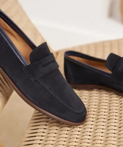 Homme Paire et Fils Mocassins-Mocassin en daim bleu marine