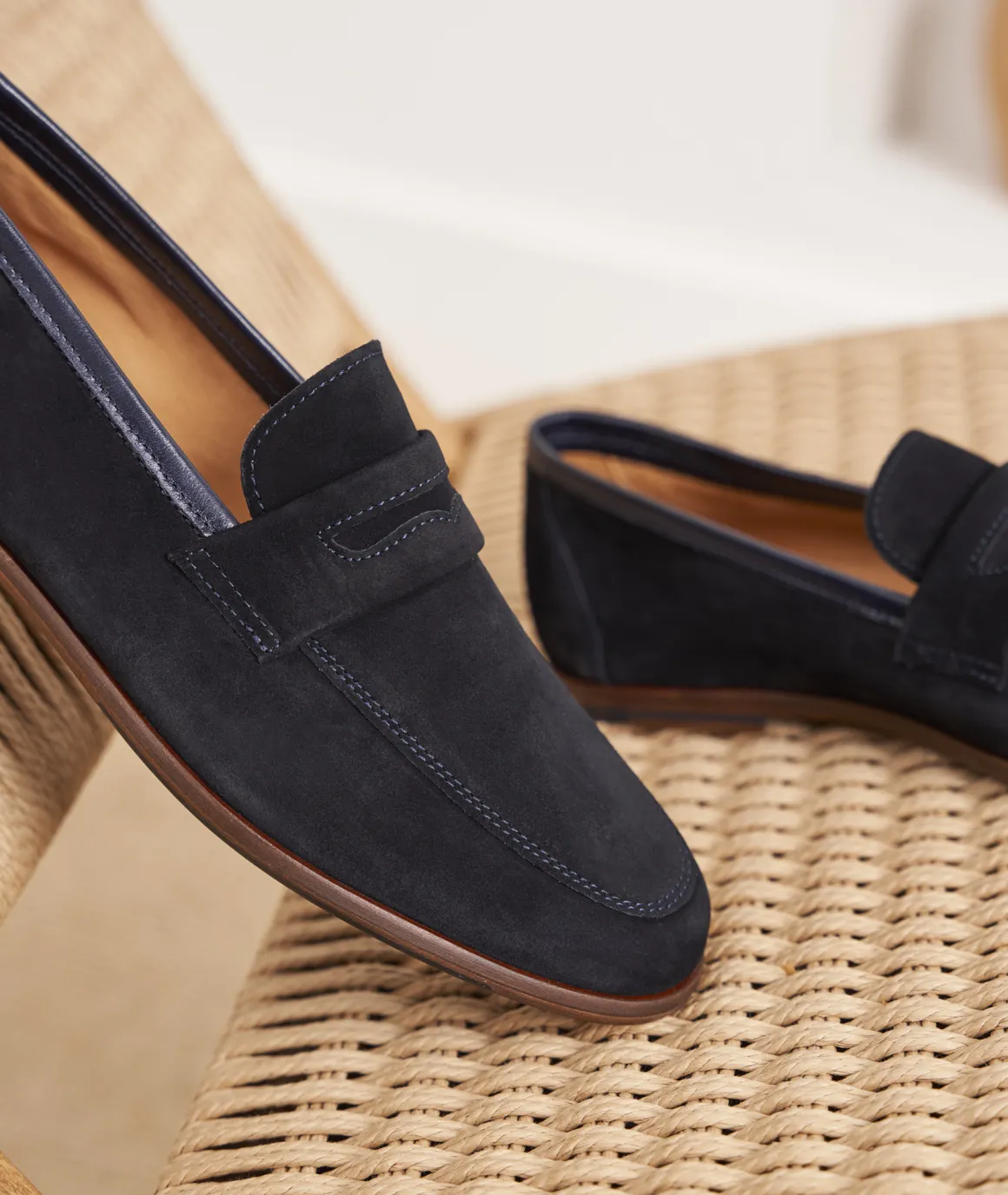 Homme Paire et Fils Mocassins-Mocassin en daim bleu marine