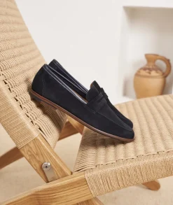 Homme Paire et Fils Mocassins-Mocassin en daim bleu marine