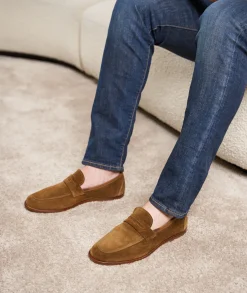 Homme Paire et Fils Mocassins-Mocassin en daim feuilles mortes