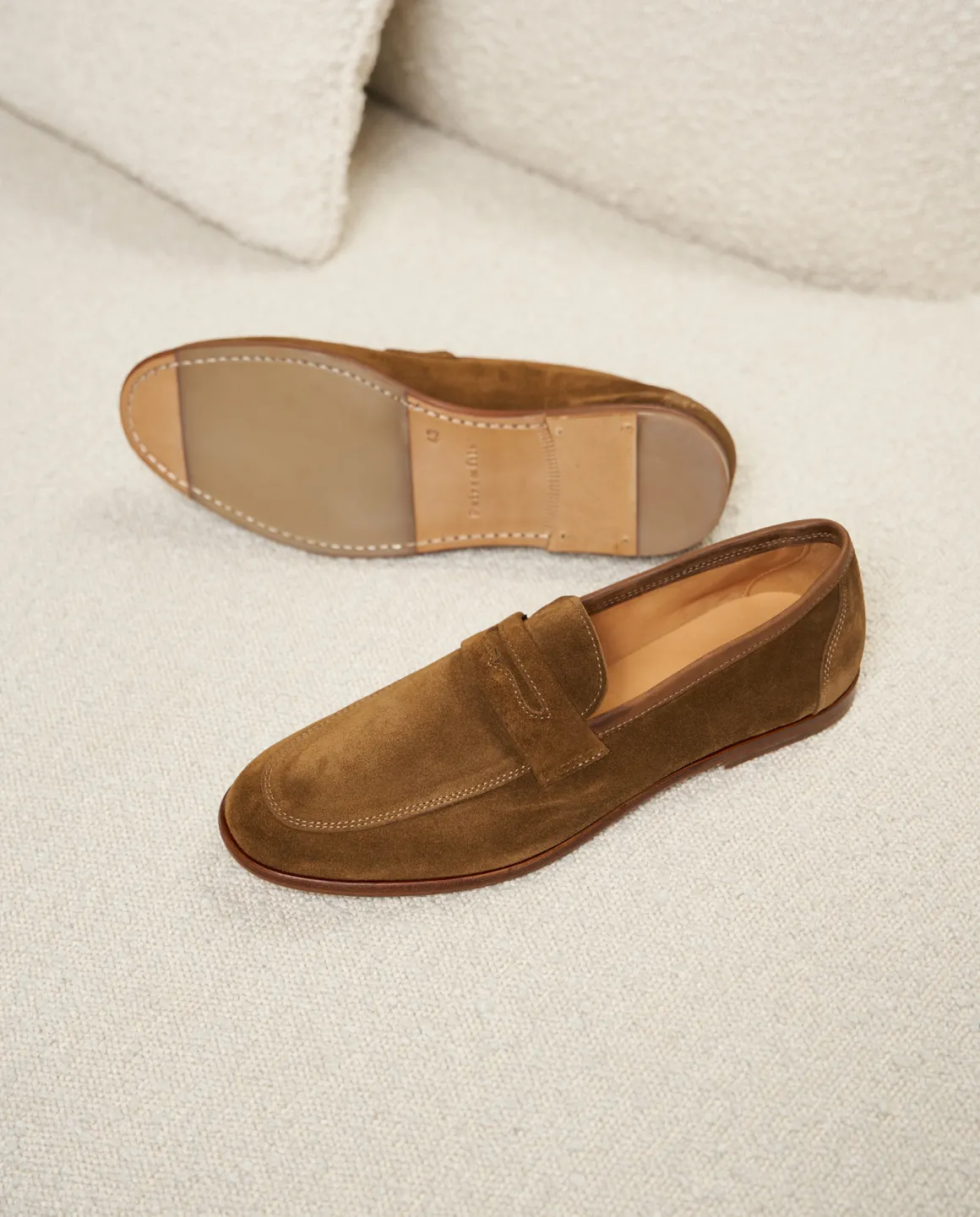 Homme Paire et Fils Mocassins-Mocassin en daim feuilles mortes